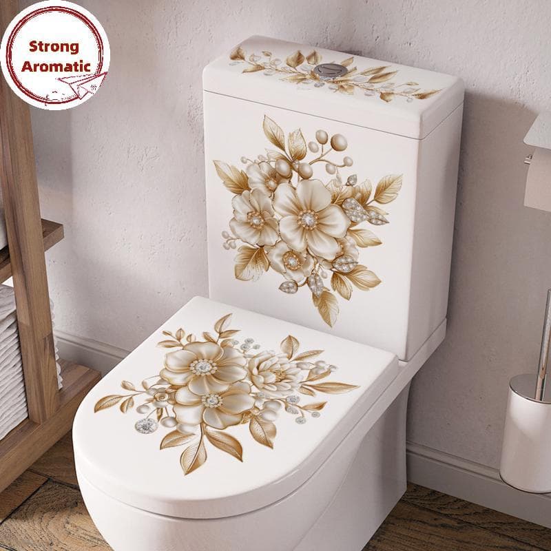 StrongArom Toalete Stier Flor Borboleta Banheiro Auto-Adesivo Pintura À Prova Dwaterproof Água Capa De Parede Do BR