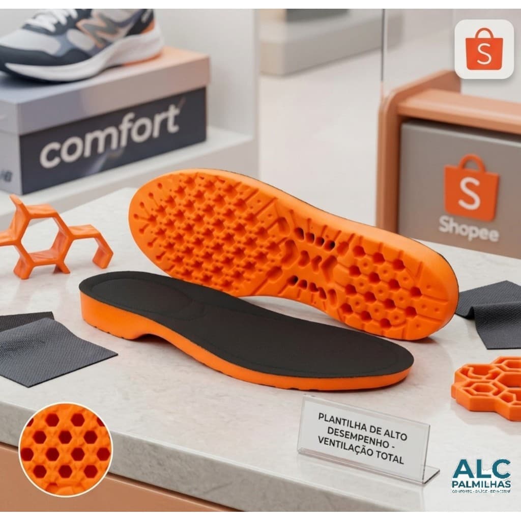 Palmilha Ortopédica GEL CZ Silicone Conforto Para Esporão e Fascite,laranja