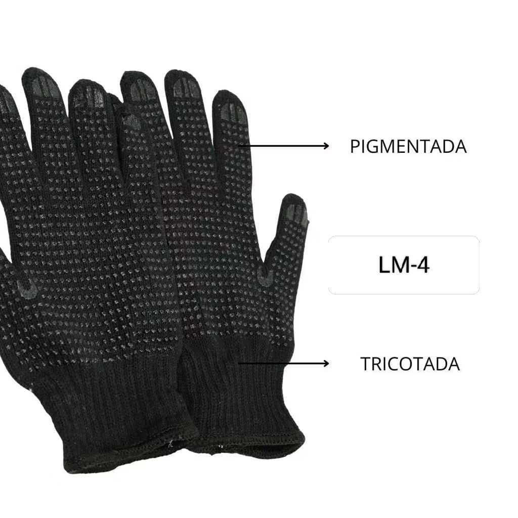 LUVA DE MALHA PIGMENTADA LM-4 PRETA