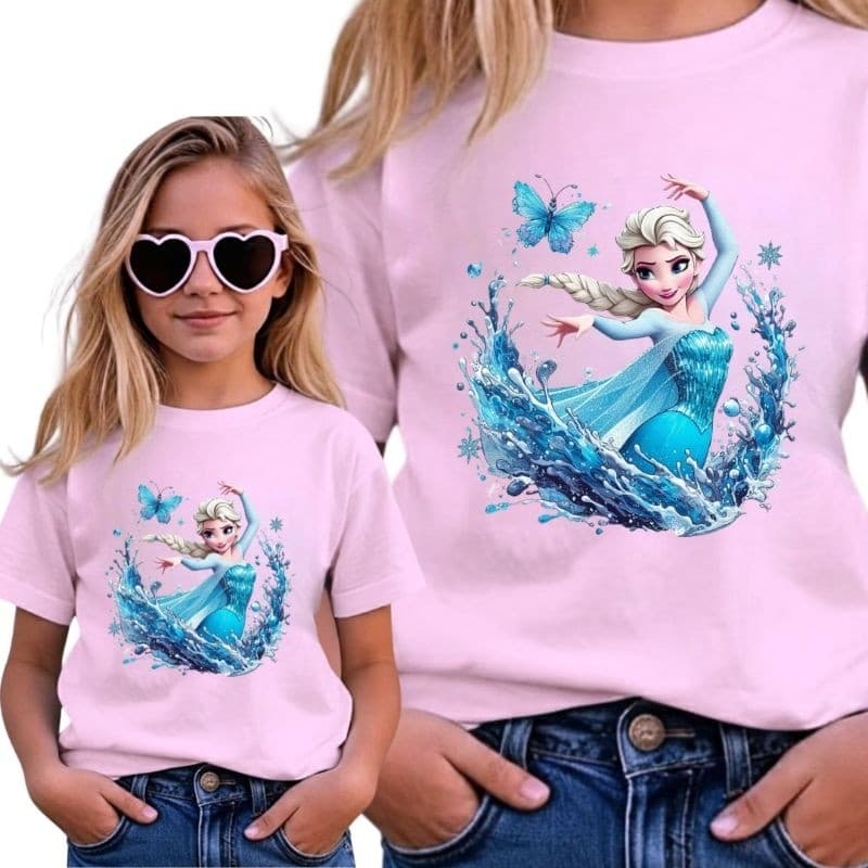 Camiseta Infantil Frozen Elsa Estampa Mágica Moda Menina Encantada