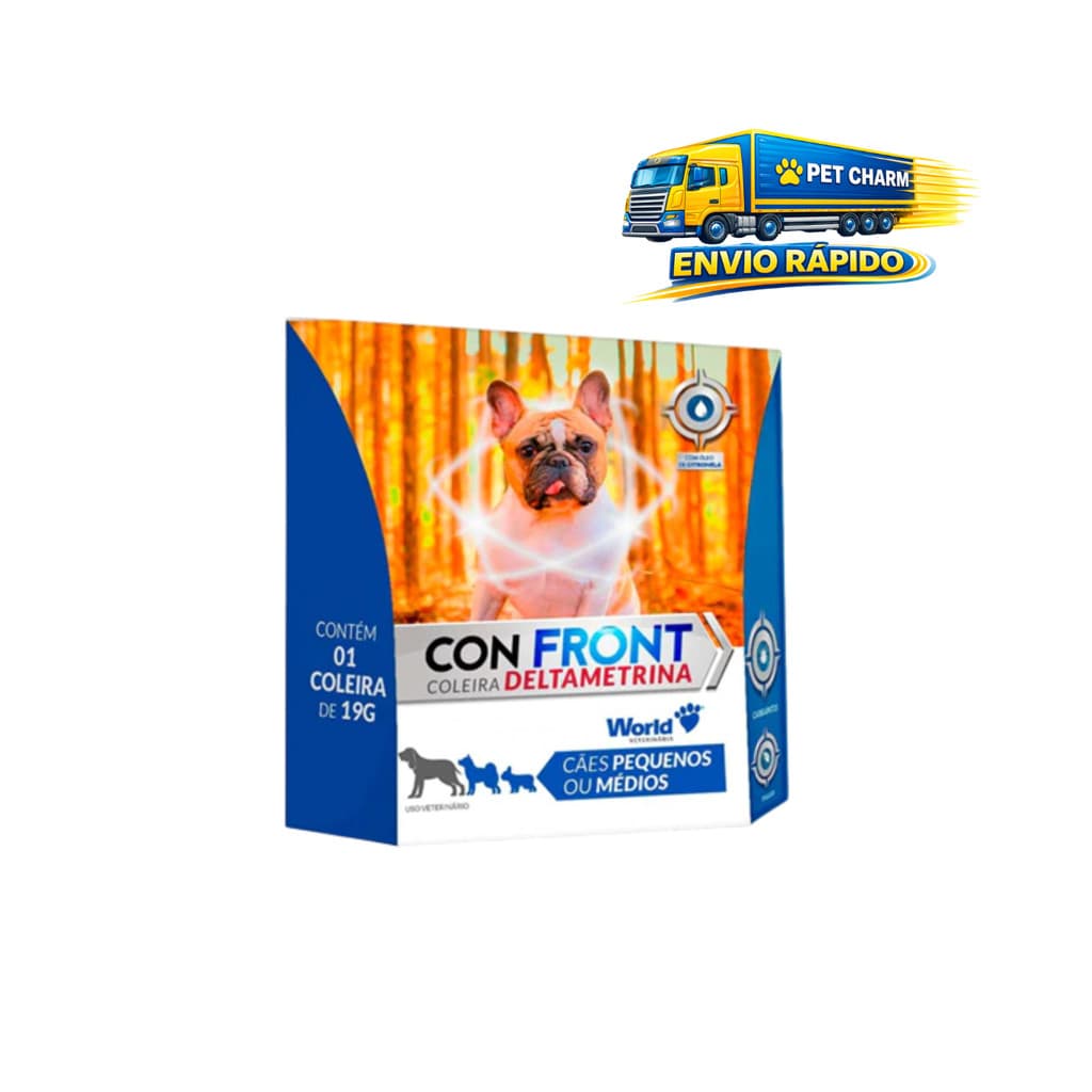 Coleira Antipulgas Confront Deltametrina 19g para Cães Pequenos e Médios