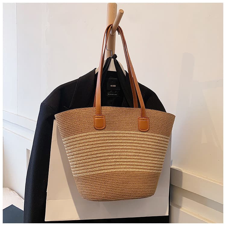 Bolsa de tecido Premium de grande capacidade de verão Bolsa de ombro Bolsa de viagem listrada