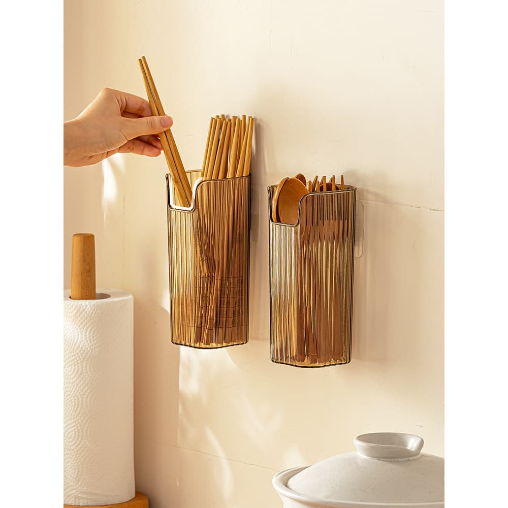 Gaiola para pauzinhos de parede, utensílios de cozinha, pauzinhos, colher, garfo, envoltório de plástico, prateleira, ar