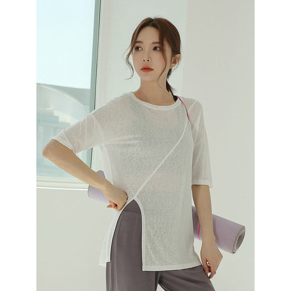 Influenciador profissional roupas de Yoga feminino manga curta blusa solta 2026 verão secagem rápida Fitness correndo es