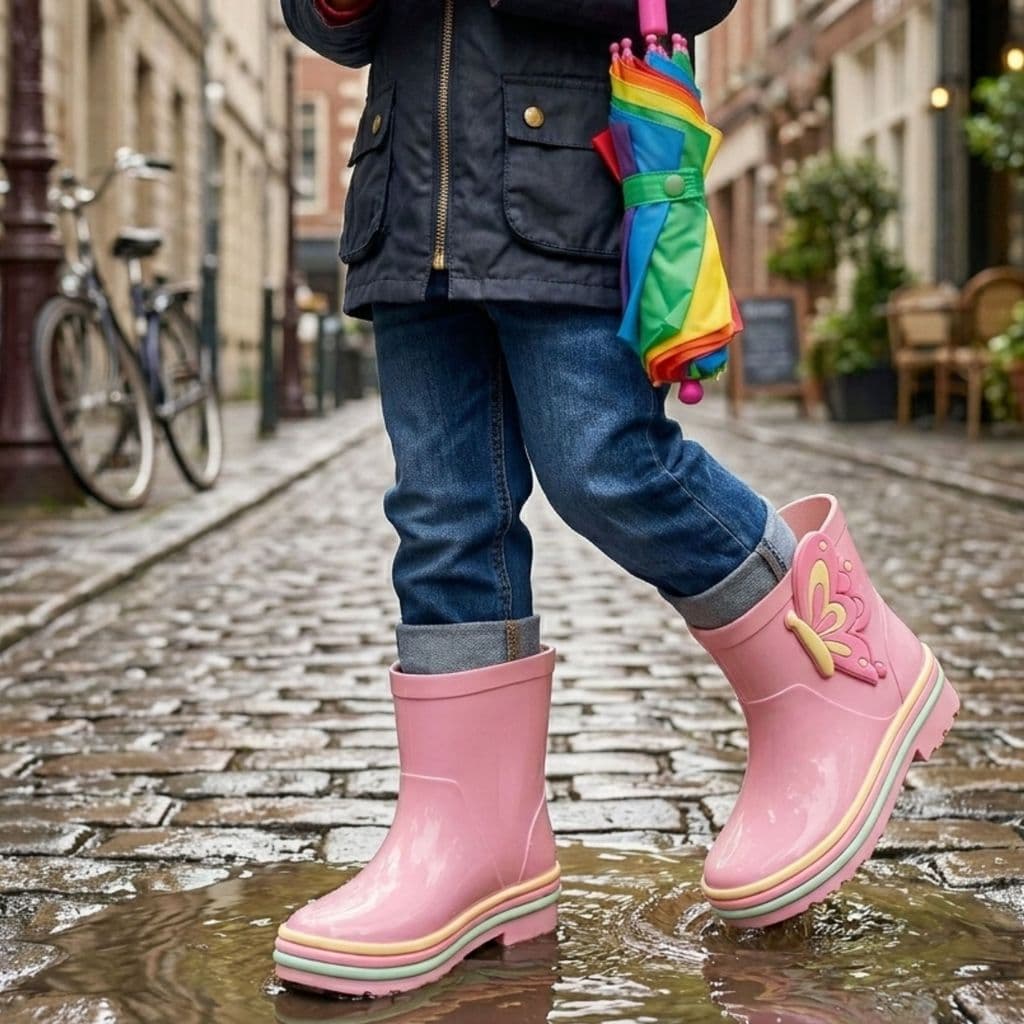 Galocha Infantil Feminina Borboleta Para Meninas Botinha De Chuva Inverno Envio Imediato