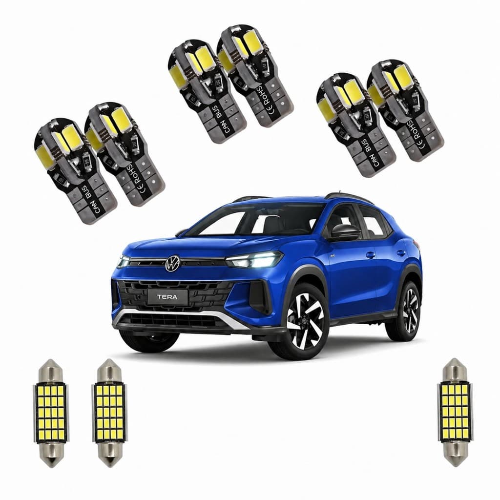 Kit Lâmpadas Internas Volkswagen Tera Placa Porta Luvas Teto