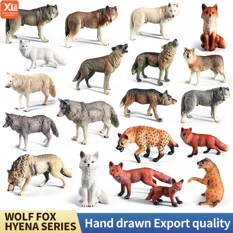 Wolf Fox Hyena Figuras Estatuetas De Brinquedo De Animais Da Floresta-Realistas Do Zoológico Selva , Toppers De Bolo Edu