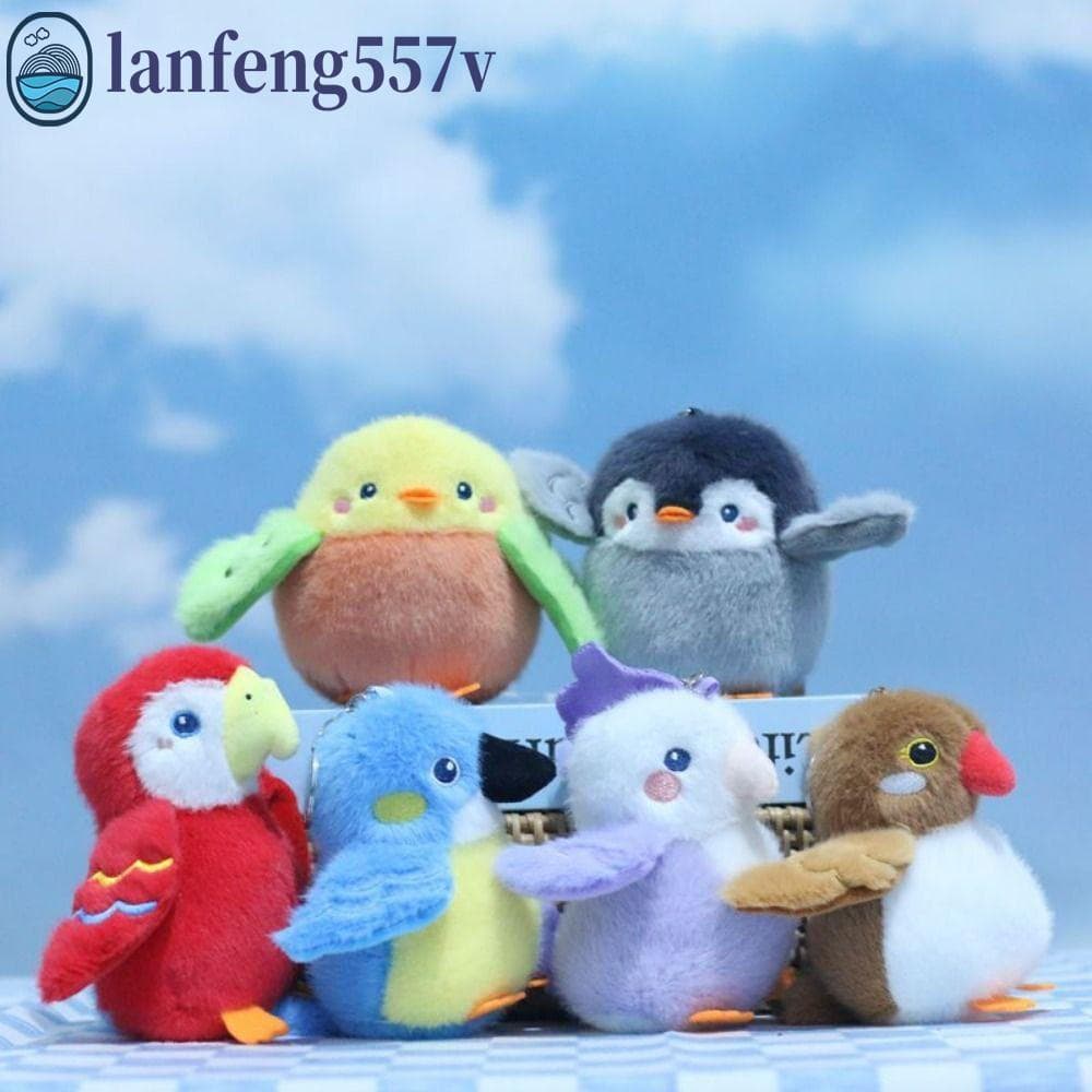 LANFENG Papagaio Boneca De Pelúcia , Simulação Realista Pássaro Chaveiro Pardal Bonito Animal Peludo Pássaros Chaveiros
