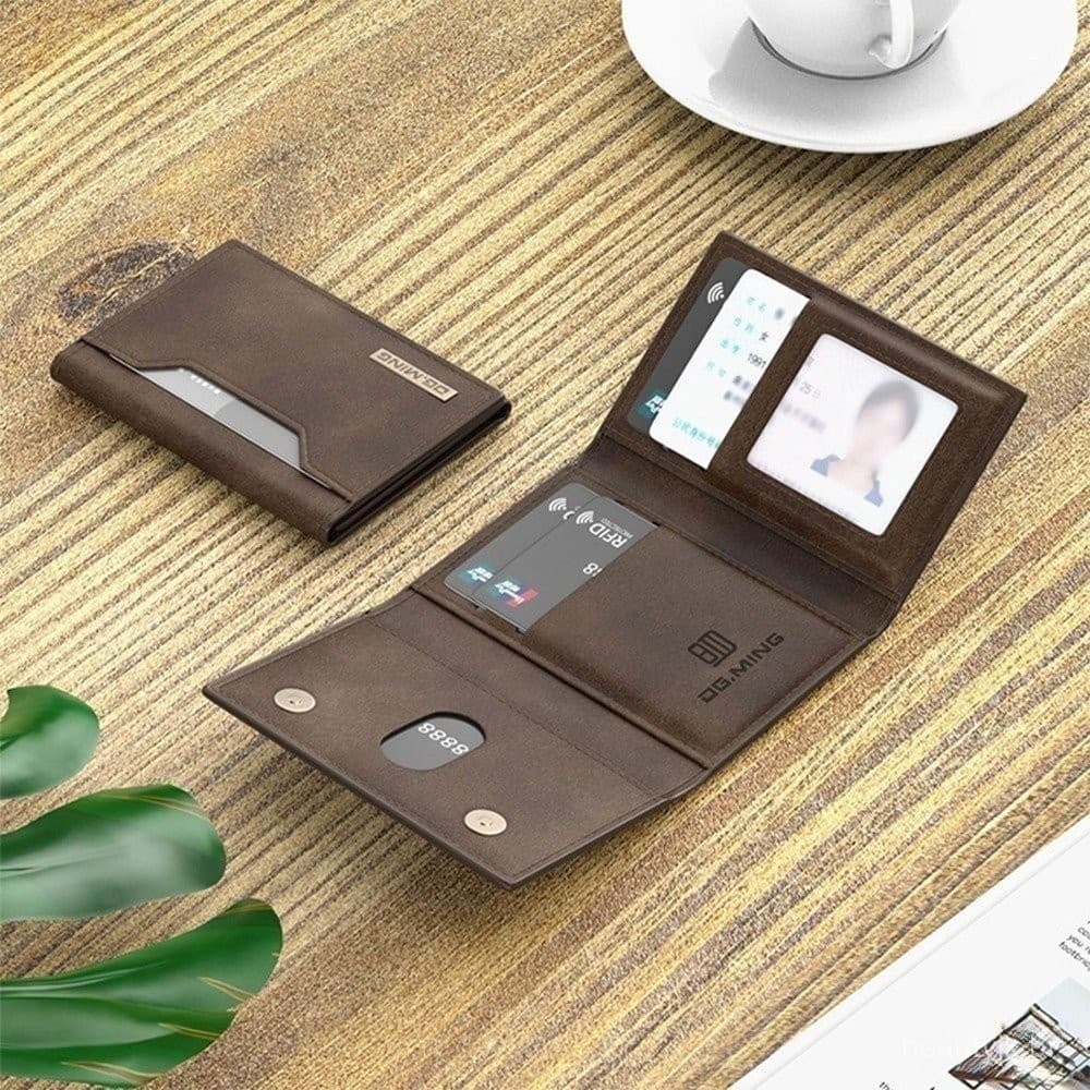 Porta-Cartões Portátil Com Fivela Magnética Bolsa Tripla Para Vintage_eather Carteira De Múltiplos Estilos Mini