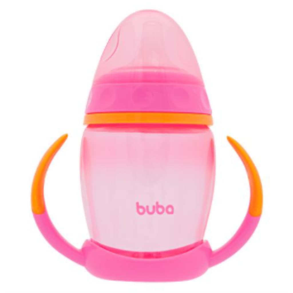 Copo Infantil Treinamento BUBA Rosa Alça Removível Antivazamento