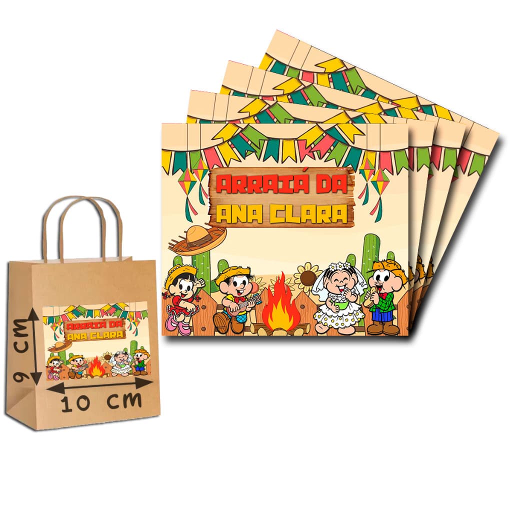 Adesivos Rótulos para Sacolinha Surpresa Tema  Festa Junina  10cm x 9cm para Lembrancinhas de Festa.