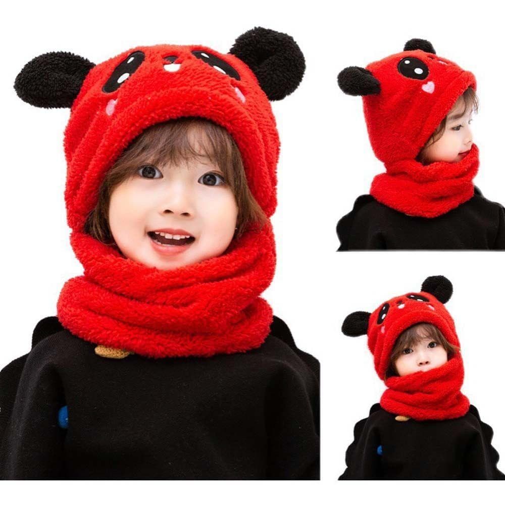 Gorro Panda Infantil Com Cachecol Unissex Inverno Térmico Macio Aconchegante Para Meninas e Meninos