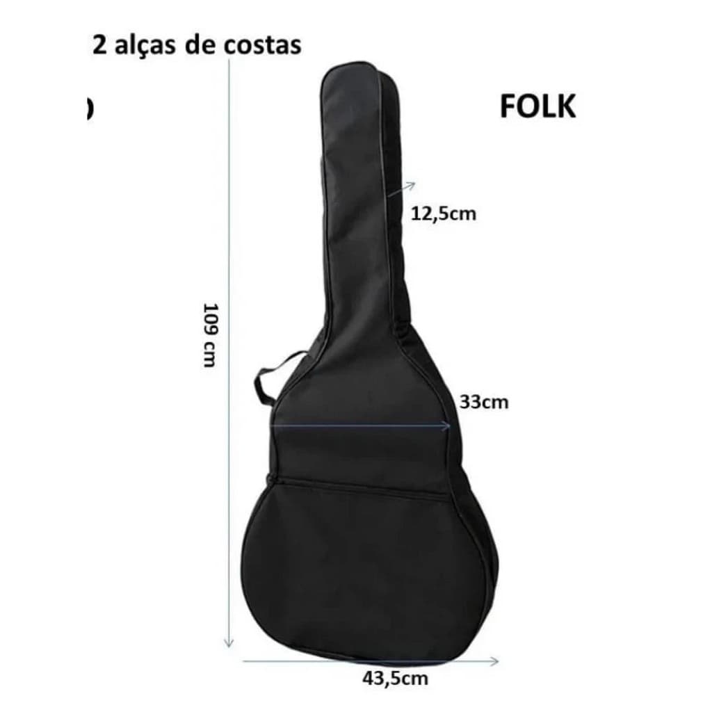 Capa Bag bolsa simples Para Violão Case Clássico Folk Alça Dupla Premium