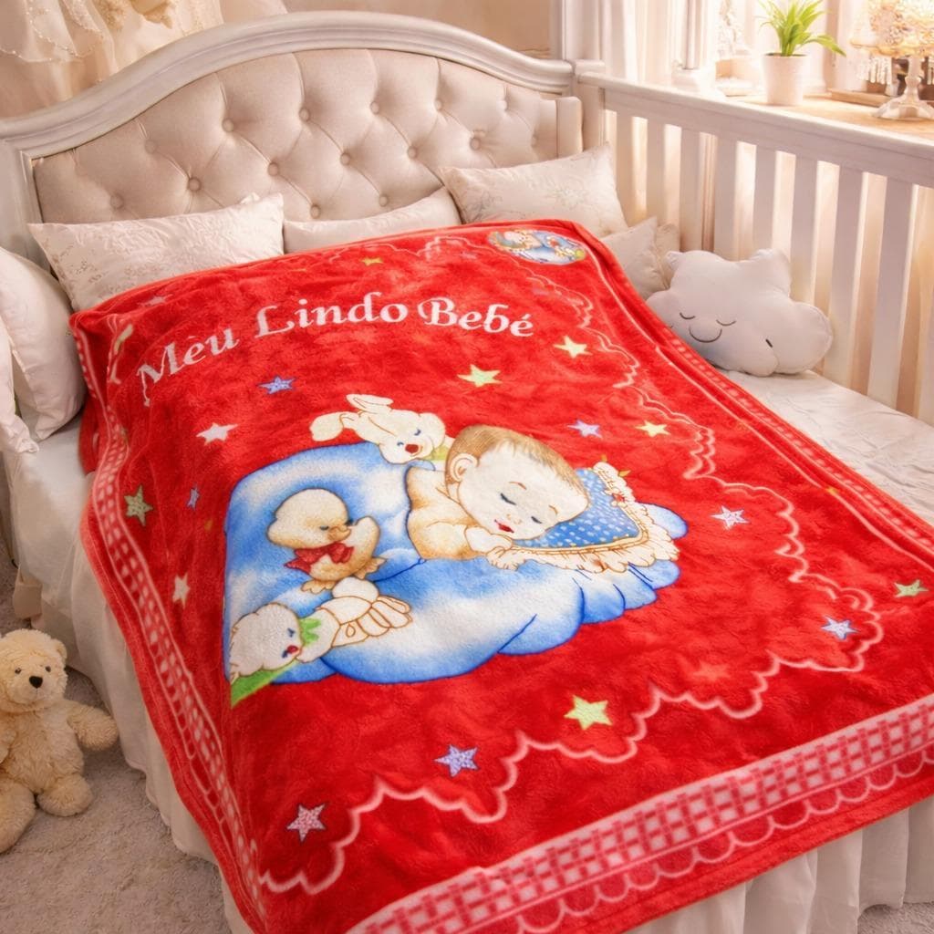 Manta Siza Bebê 90x100cm 100% Poliéster Manta meu Lindo Bebê - Estampa Variada