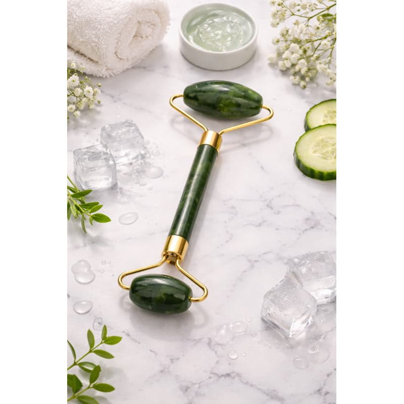 Rolo Massageador Facial Jade Roller – Rolinho Reduz Inchaço, Relaxa e Rejuvenesce a Pele