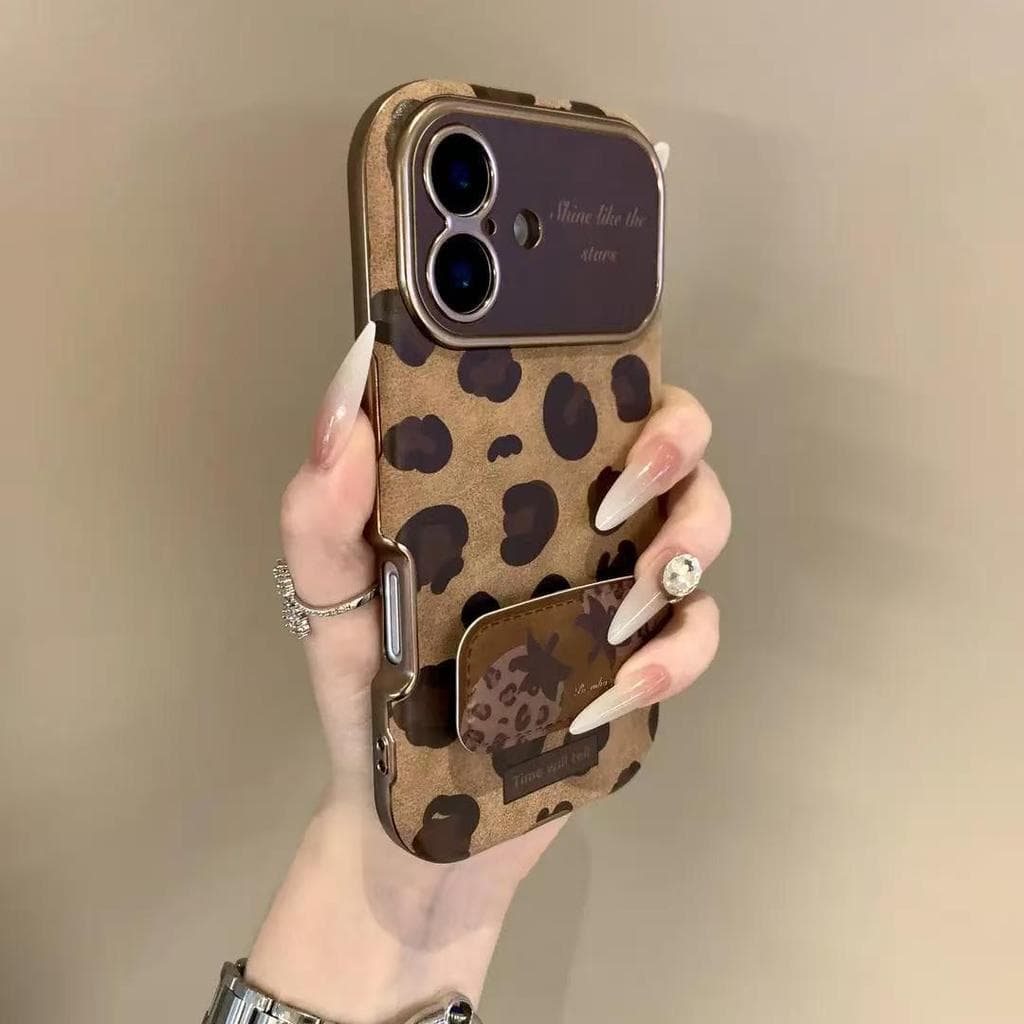 Retro galvanoplastia resistente a choques simples leopardo impressão lente com tudo incluído, adequado para iphone17/16/