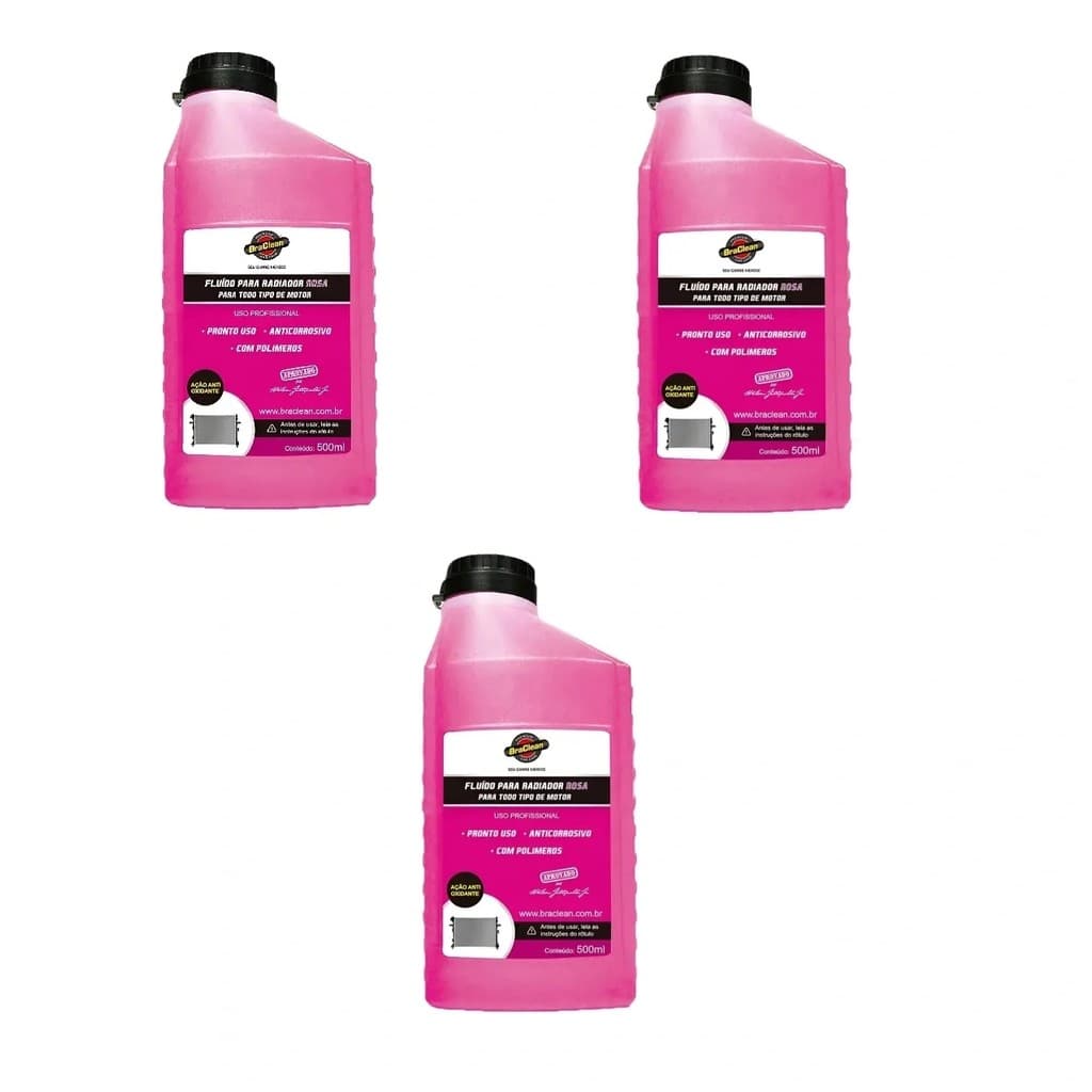3 Fluido Aditivo de Para Radiador 3 Litros Aditivo Concentrado Rosa Braclean