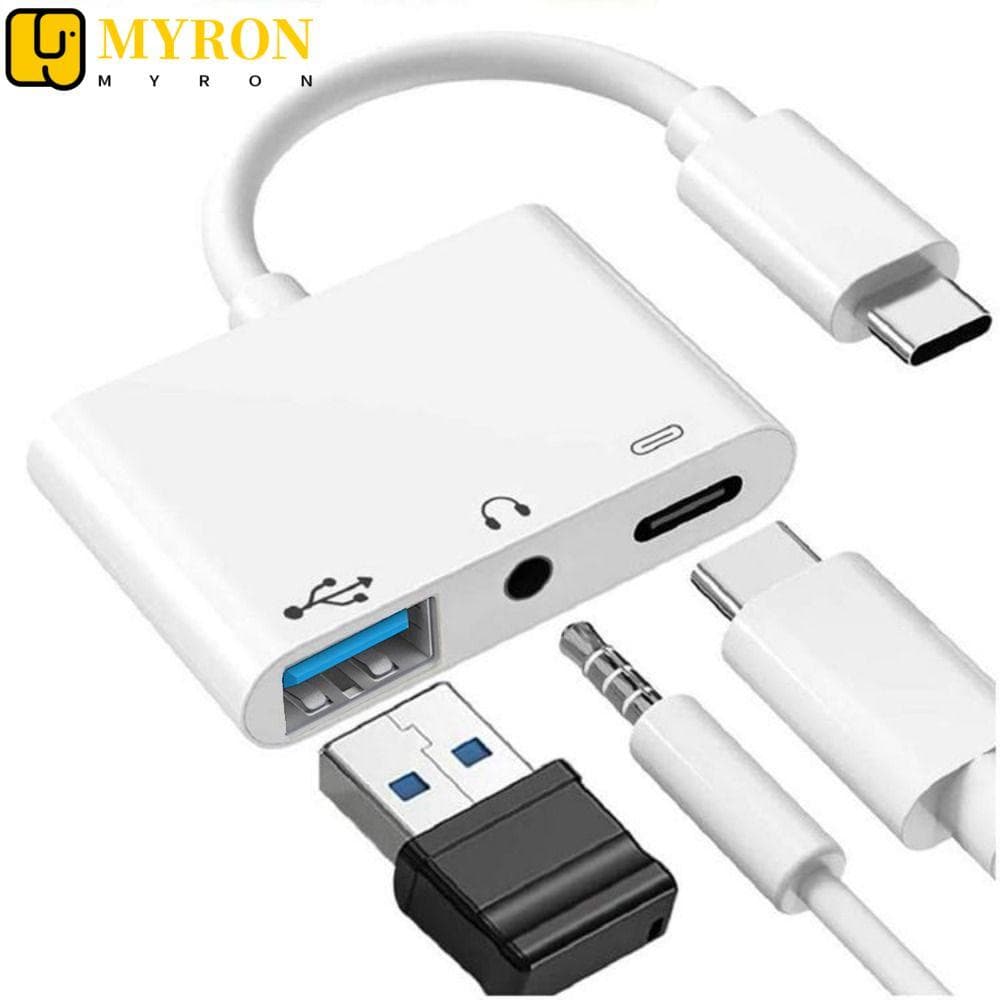 MYRON1 Type-C Para 3.5 M USB Splitter 3 Em 1 Transmissão De Dados De Tablet