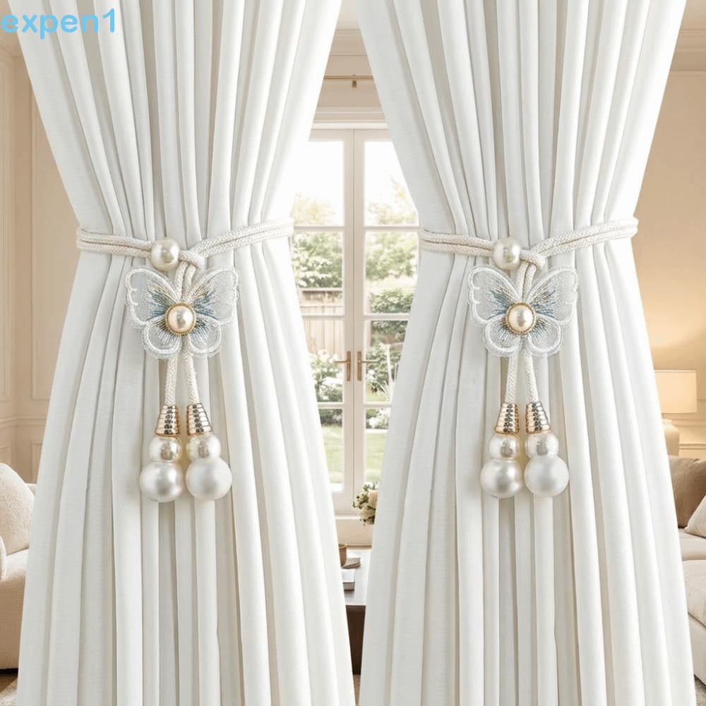 EXPEN 2 Peças De Amarração De Cortina De Borboleta , Fivela Pérola Artificial Decorativa , Suporte