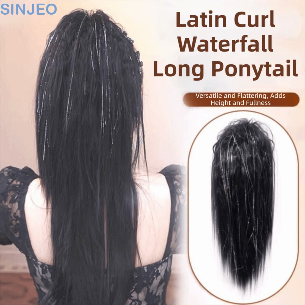 Rabo De Cavalo Cascata SINJEO Latina Curl , Sintético Longo E Reto Em Camadas , Natural