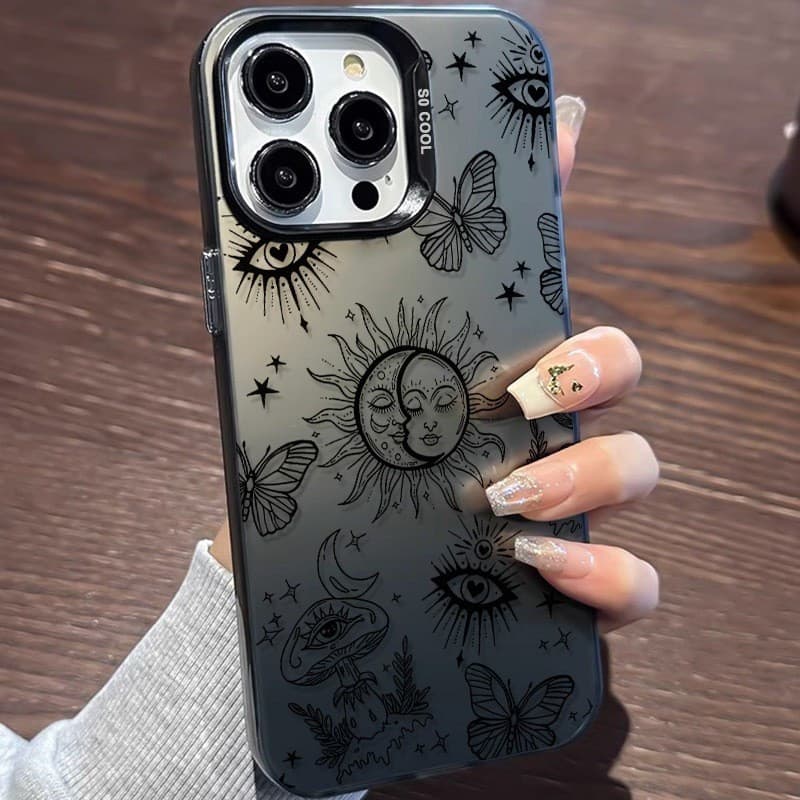Impressão HD Duradoura Não Desbota Capinha Para Samsung A23 A32 A34 A35 A36 A52 A54 A55 Místico Sol Lua Borboleta