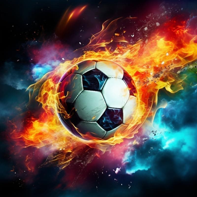 Kits de Pintura em Diamante 5D por Números para Adultos, Tema Futebol Fogo e Gelo, Pintura em Diamante Acrílico com Broc