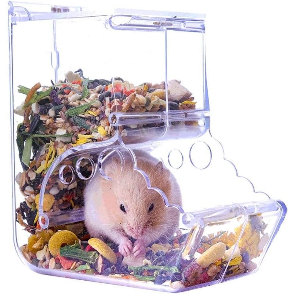 Comedouro Automático para Hamsters e Pequenos Animais, Dispensador de Ração em Acrílico Transparente para Hamsters Anões