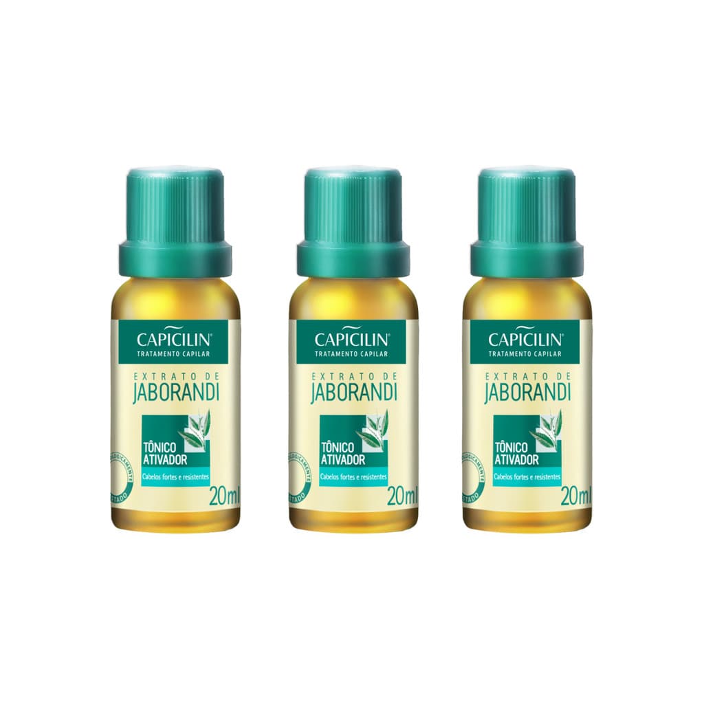 Kit 3 Tônico Ativador Extrato De Jaborandi 20ml Capicilin