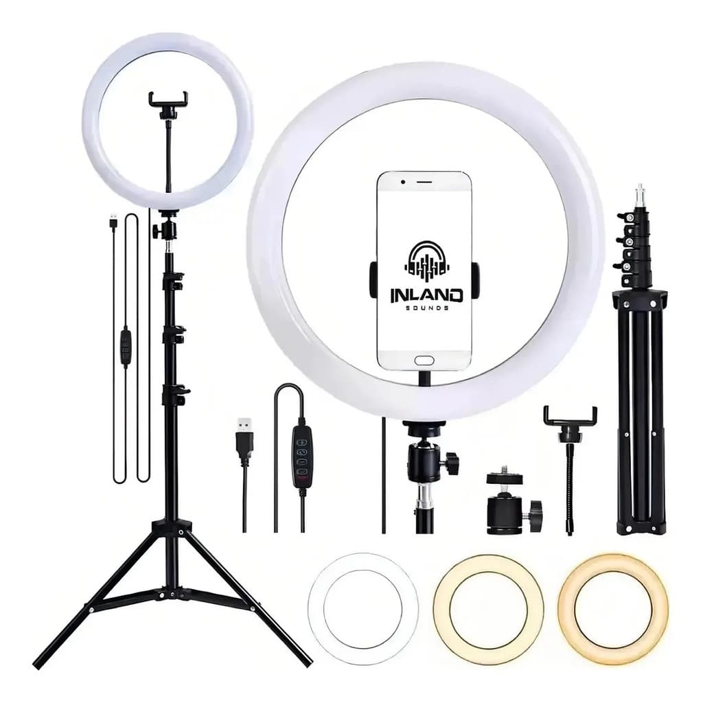 Anel De Led Ring Light 10 Pol 26cm Iluminador Fotos Videos Inland Sounds Estudio Profissional Flash