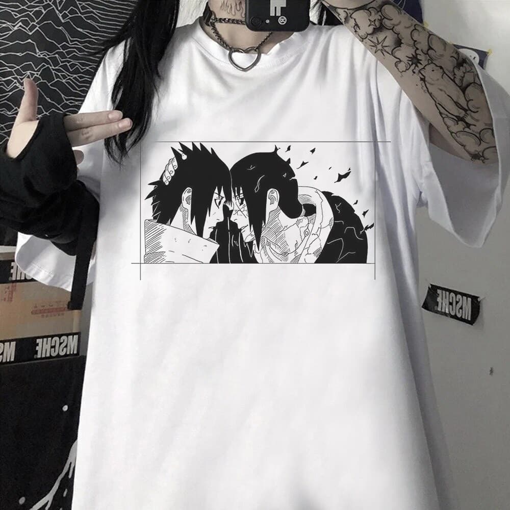 Camisa Camiseta Básica Sasuke e Itachi Naruto Unissex