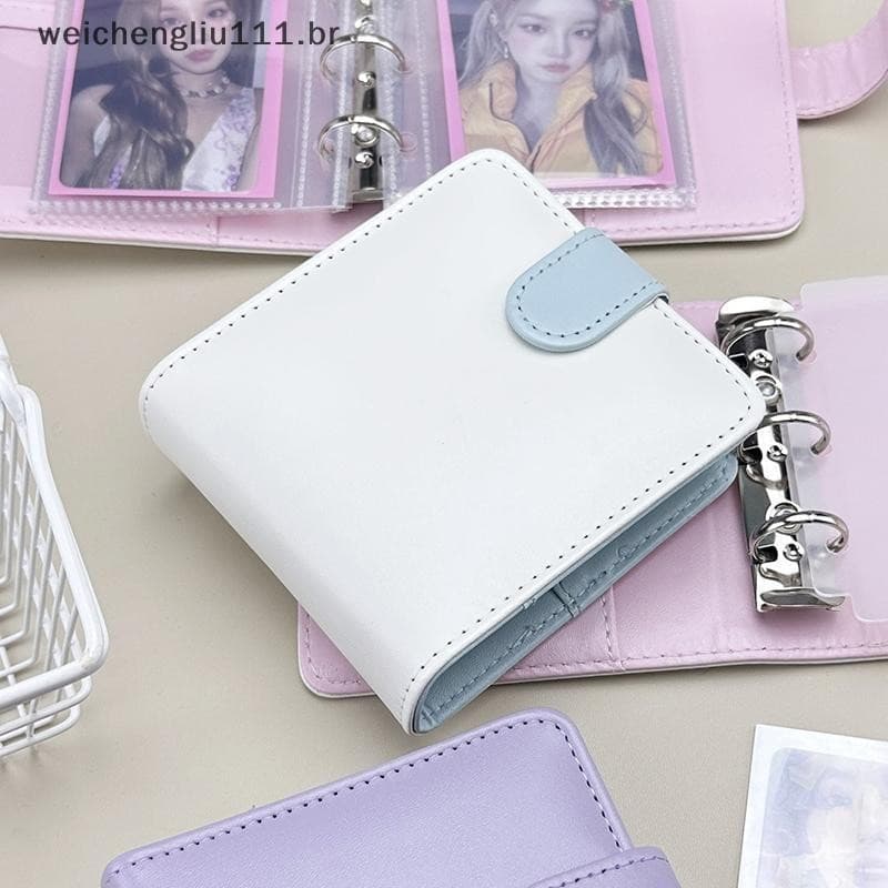 # weicheng Candy Color 3in Pu Couro Fichário Photocards Capa Bonito Kpop Folhas Soltas Coletar Livro Cartões De Fotos Ál