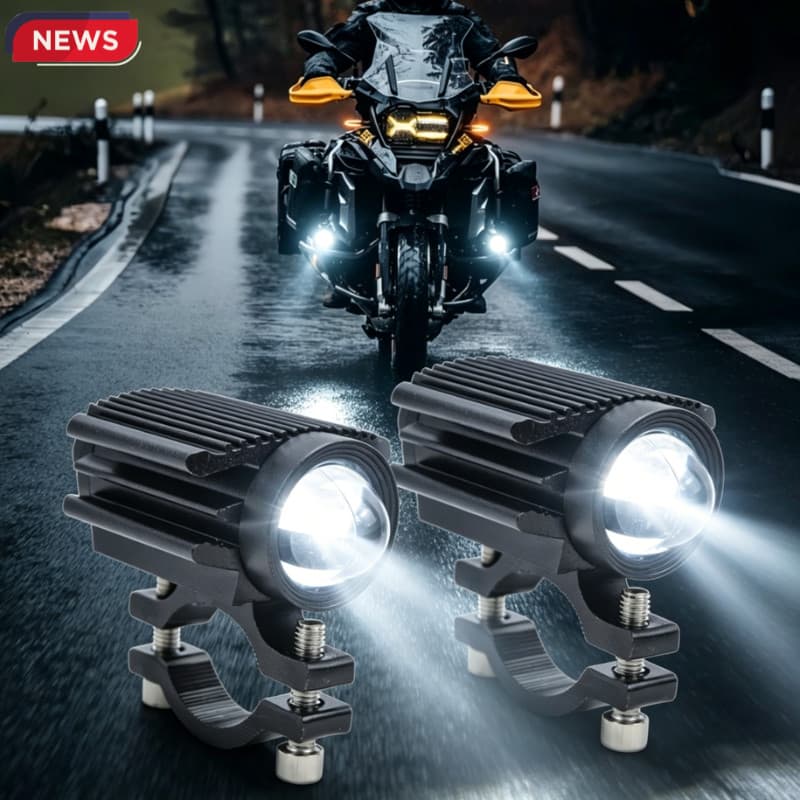 Par Faróis de Milha LED 6000LM Branco e Amarelo Impermeável Universal para Moto