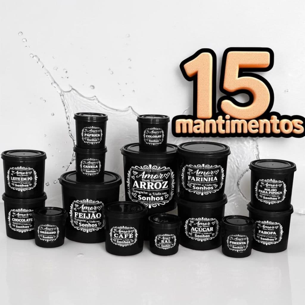 Conjunto de 15  Potes para Mantimento e Alimentos