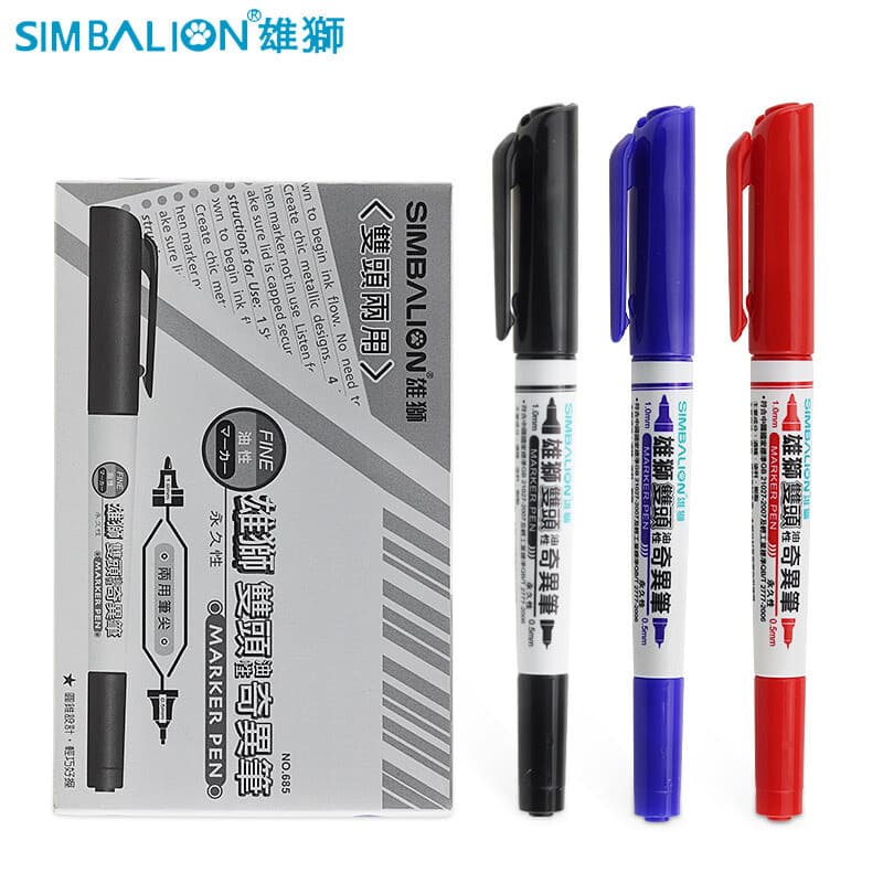 Caneta estranha oleosa de duas cabeças de leão masculino 685 caneta marcadora de gancho infantil caneta marcador de seca