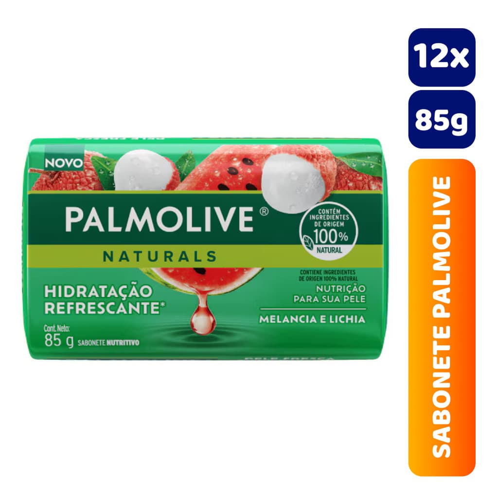 Kit C/12 Unidades Sabonete em Barra Palmolive Naturals 85g Hidratação Refrescante