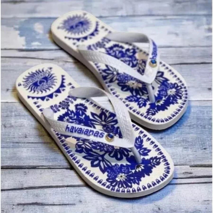Sandália Chinelo Verão Estilo Brasileiro Feminino Floral Estampado Estiloso PN