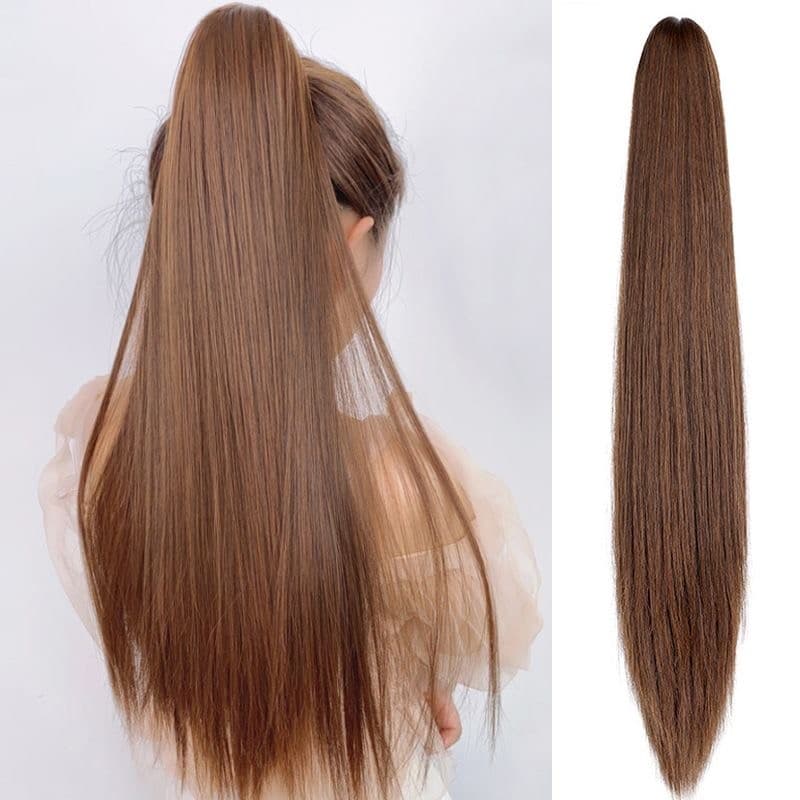 Aplique Rabo de Cavalo Liso Natural Longo Com Amarra Fibra Orgânica