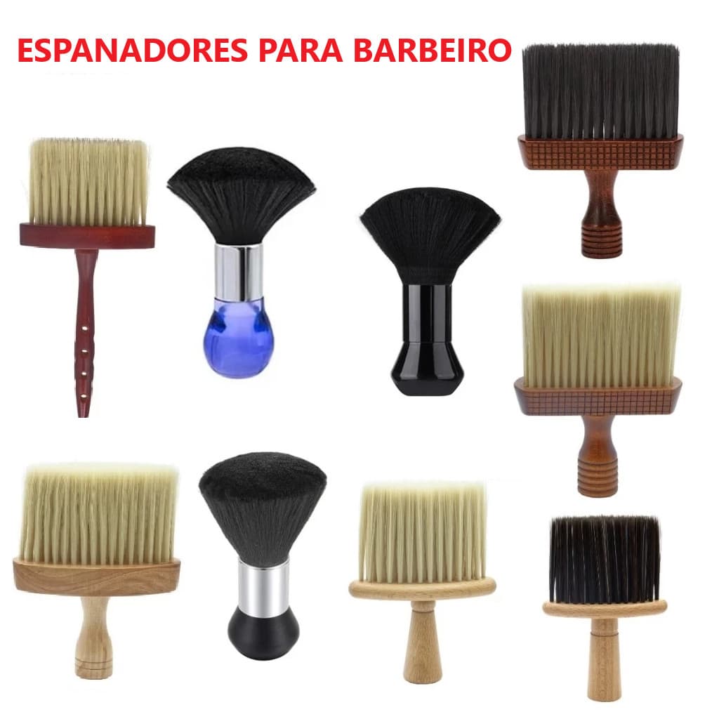 Espanador Cristal de Cabeleireiro e Barbearia com Cerdas Preta Suave pra Remover Pelos de Cabelo