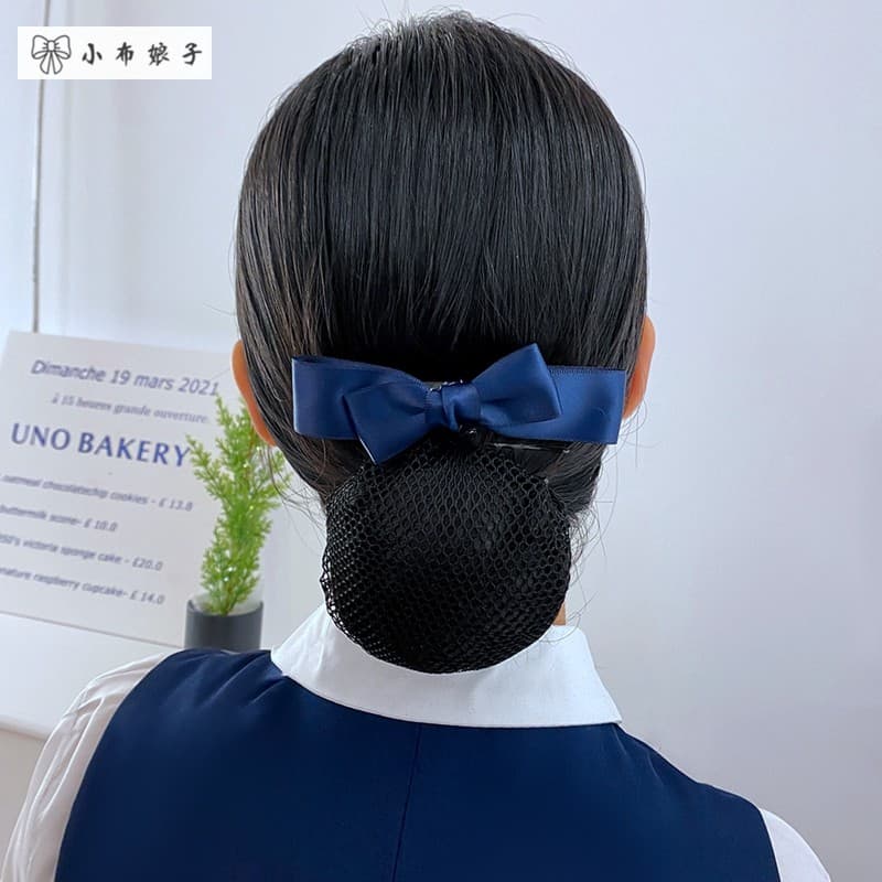 Profissional feminino cabeça flor aeromoça hairpin cetim net flor trabalho rede de cabelo bolso coreano cabeça acessório