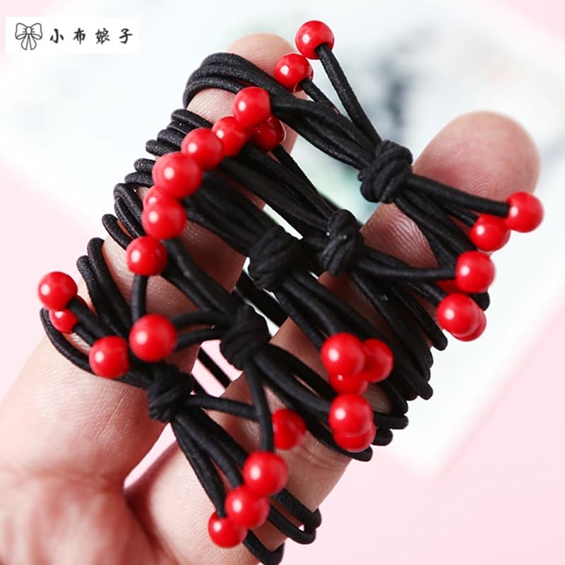 Laço de cabelo coreano faixa de borracha laço de cabelo cocar pequena pérola vermelha Mori feminino laço de cabelo simpl