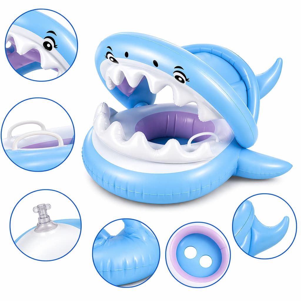 Boia Infantil Inflável Tubarão Baby Shark Para Piscina Praia Verão Crianças 3 a 7 Anos Diversão Garantida