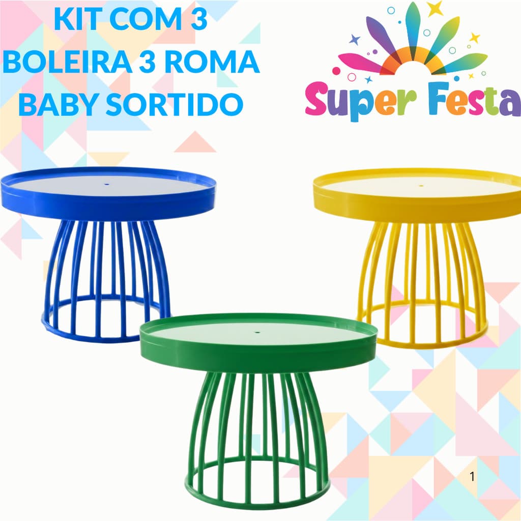 Kit Boleira Roma Baby 18 CM com 3 cores Sortidas (Perfeito Para Festas e Decorações)