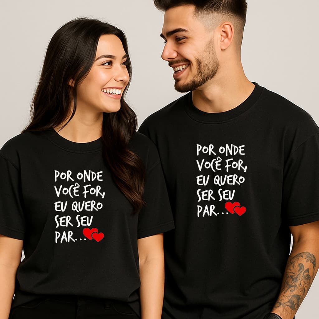 Kit 2 Camisetas Casal Love Dia Dos Namorados Seu Par Algodão