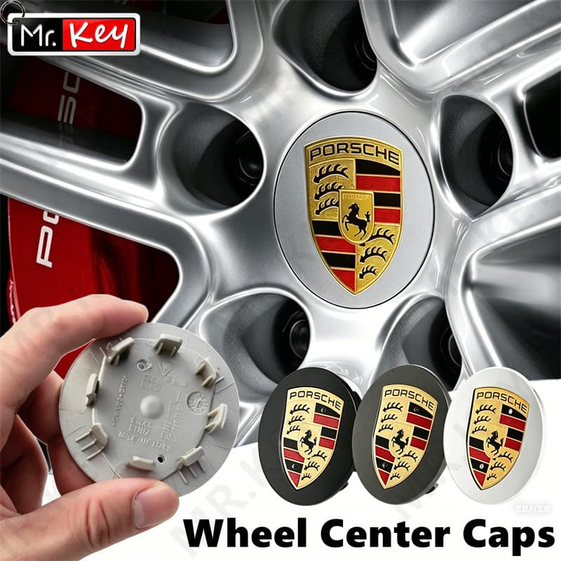 [Mr.Key] Tampa Do Aro Da Roda Com Logotipo Porsche Em Cores Crest Logo Hub Cover Para Macan Cayenne Panamera 718
