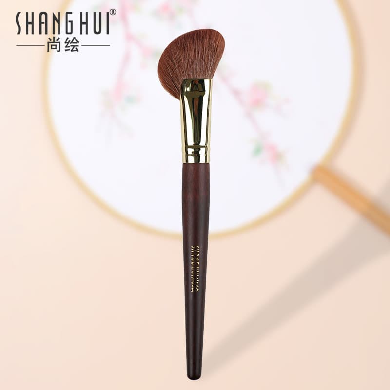 Shanghu Pincel de destaque em forma de leque Pincel de sombra de nariz angular Lã Animal Cangzhou Pincel de contorno Pin