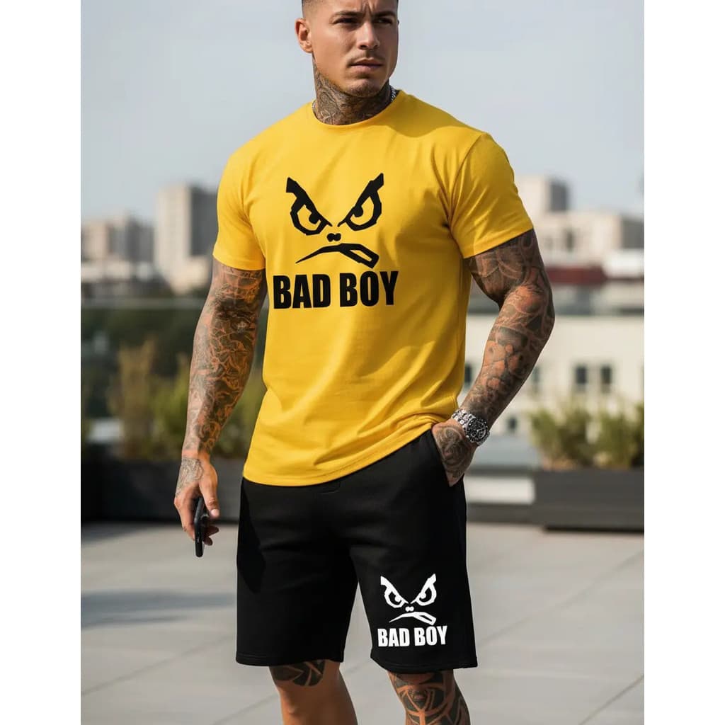 Kit Camiseta E Bermudas TECTEL Bad Boy Estampada Premium