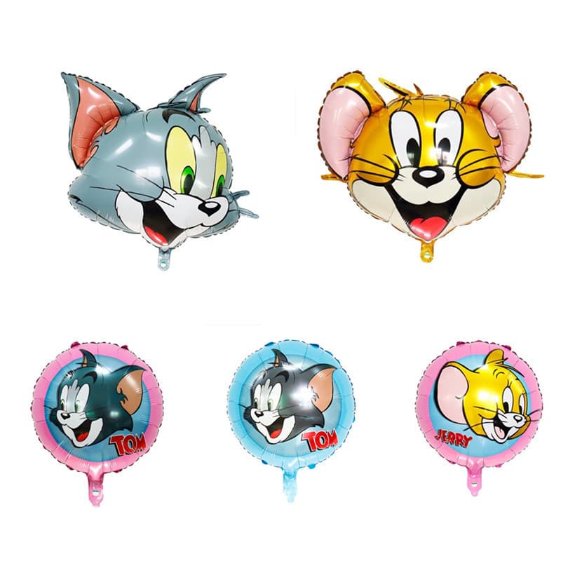 Kit Balões Alumínio Tom e Jerry Personagem Cartoon Decoração Aniversário Criança Festa Dia das Crianças