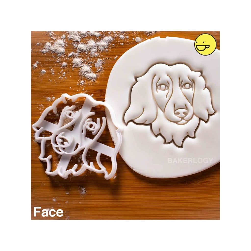 Cabelo longo Dachshund ferramenta de Fondant doméstico Cranberry dos desenhos animados imprensa molde gelo cozimento bis