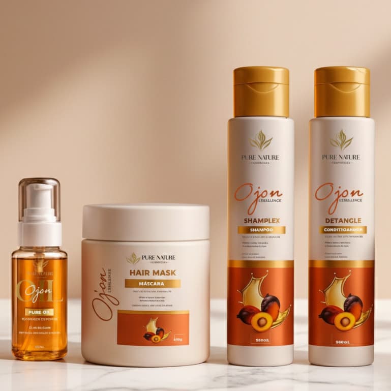 Kit Capilar Completo Com Oleo Ojon Pro e Vitamina B5 Pure Nature Cabelos Sedosos Hidratados e Com Brilho