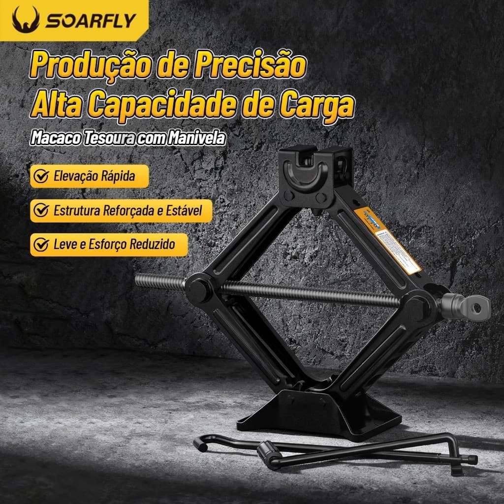Macaco Sanfona de Carro Suporta 2 Toneladas 2000 kgs Jacaré Universal Original para Troca de Pneu